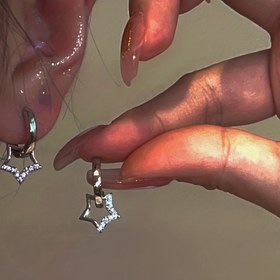 Resim Şık Yıldız Pentagram Kulak Kelepçesi Küpeler - KC Altın Kaplama Minimalist Kristalli Damlalı Küpe, El Yapımı Zarif Takılar, Galeri Açılışları, Kokteyl Partileri ve Tüm Yıl Boyu Kullanım İçin Mükemmel, Parti Aksesuarları 