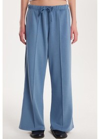 Resim Tudors Kadın Modal Kumaş Slim Fit Dar Kesim Beli Lastikli Bağcıklı Mavi Pantolon-34246 Mavi 