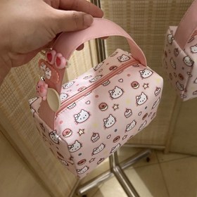 Resim Sanrio Şık Karikatür Kedi Tasarımlı Büyük Kapasiteli Seyahat Makyaj Çantası - Kadınlar İçin Taşınabilir Tuvalet Organizeri 
