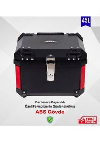 Resim Motosiklet Arka Çanta Karbon Desen Aliminyum Pro-x 45 Litre Motor Çantası Siyah 
