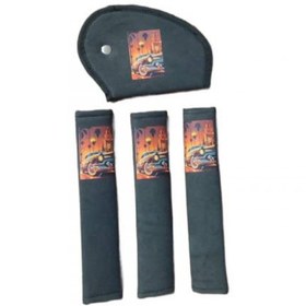 Resim VİTEKSA Emniyet Kemer Süngeri Alkantra Çocuk Emniyet Kemeri Pedi Turuncu Araba Resimli 4lü Set 