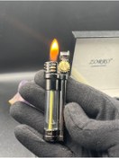 Resim Zorro Kişiye Özel Marka Benzinli Cam Hazneli Siyah Renk Şık Çakmak 