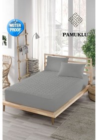 Resim Ely Parker Alez Sıvı Geçirmez Pamuklu Kapitoneli Fitted Çift Kişilik Tek bebek su yatak Koruyucu YSTK79 Gri 