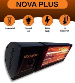 Resim GOLDSUN Nova Plus 2000 Watt GSN20P Kumandalı Elektrikli İnfrared Isıtıcı-Siyah 