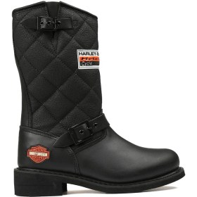 Resim Harley Davidson Siyah Kadın Çizmesi 025G100071-Black-Derı 