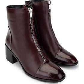 Resim Tamer Tanca Kadın Hakiki Deri Bordo Topuklu Bot 1081 555 Bn Bot Sk24-25 Brd Dr/ptk Bsk Bordo 