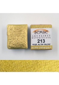 Resim Şemse El Yapımı Sanatsal 1/2 Tava Yeşil Gold Yaldız Suluboya 