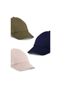 Resim Unisex 3'lü Set Haki,taş Ve Lacivert Renk Beyzbol Şapka - Unisex Çok Renkli 