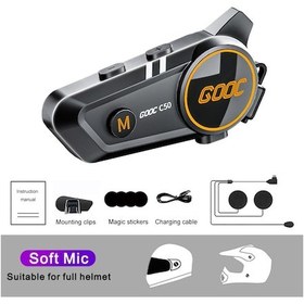 Resim 1/2x Bluetooth Motosiklet İnterkom Kask Kulaklık Bt5.3 Kablosuz İnterkom Su 1pcs Soft Mic 