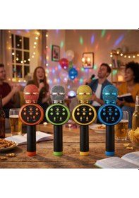 Resim Kablosuz Bluetooth Karaoke Mikrofonu Dahili Hoparlörlü 