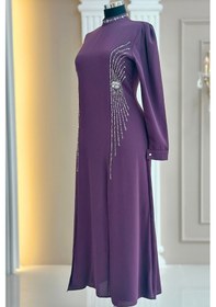 Resim Amine Hüma Duru Abiye Elbise Violet Violet 