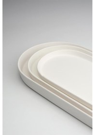 Resim Dik Kenarlı Oval Tabak Seramik Bisküvi - 41 X 20.5 Cm - Ham Ürün Boyanabilir Obje 