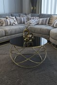 Resim Puklife Gezegen Orta Sehpa Gold Renk Metal Ayak, Siyah Kırılmaz Ayna 