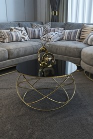 Resim Puklife Gezegen Orta Sehpa Gold Renk Metal Ayak, Siyah Kırılmaz Ayna 