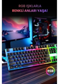 Resim Concord C-67 Kablolu Gaming Rgb Işıklı Standart Türkçe Q Klavye & Mouse Set Optik 
