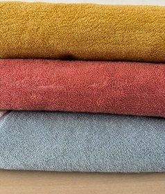 Resim Hardal Ucu Çizgili Banyo Havlusu -ipliği Boyalı & Yüksek Su Emici Hardal 