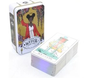 Resim Güler Kaligrafi Metal Kutulu Tarot Kartı Modern Witch 