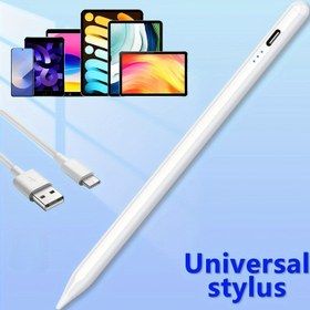Resim iOS/Android, Microsoft Telefonlar ve Tabletler için Dokunmatik Ekran Stylus Kalemi - Hızlı Şarj Edilebilir Apple Pencil Uyumlu Yüksek Hassasiyetli Kapasitif Çizim Aracı. iPad iPhone Samsung Galaxy Kindle'a uygundur tüm evrensel dokunsal cihazlarla, Tablolar üzerinde kullandığınız her yerde stilize edebilen bütün aletleri şık görseller sunar, İnce ergonomic tutuşu sayesine rahatça elinizde durur, 10 saate varacak pil ömrü ortaya sürer 