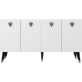 Resim 8208-32dd Kb150 Konsol, Tv Ünitesi Beyaz-gümüş-siyah Beyaz-gümüş-siyah 