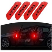 Resim Araba Kapı Açık Uyarı Reflektörü Etiket Sticker 4'lü 9.5x2.5cm Kırmızı 