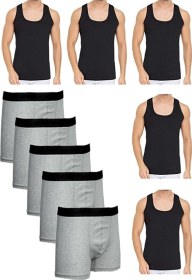 Resim Tezzgelsin Erkek 10 Parça Atlet Ve Boxer Takımı Ekonomik Paket Atlet Ve Boxer Set 5 Atlet 5 Boxer Siyah - Gri 