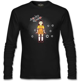 Resim Squid Game - Robot Bebek Mermi Siyah Erkek Sweatshirt 