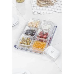 Resim Lidyahan Store Akrilik Şeffaf 6’lı Kapaklı Kahvaltılık Kahvaltı Seti &amp; Saklama Kabı (Cam DEĞILDIR)-1825 