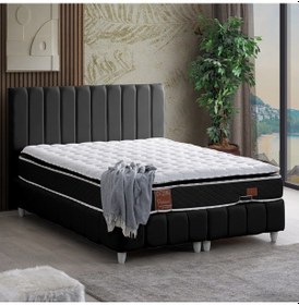 Resim Narva Çift Kişilik Baza Başlık Real Pedli Yatak Seti Antrasit 180 x 200 