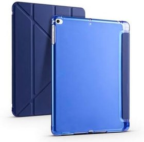 Resim Apple iPad 9.7 2017 (5.Nesil) ile Uyumlu Kılıf Silikon Yumuşak Kalem Bölmeli Esnek 4 Farklı Stand Olabilen Tablet Kılıfı Lacivert 