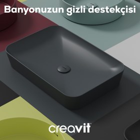 Resim Lavabo Sifon Başlığı Pop-Up Taşmasız Mat Antrasit 