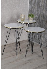 Resim Uslucan Alışveriş Zigon Sehpa Ve Orta Sehpa Kr Set Siyah Tel Ayak Çift Altın Beyaz Çok Renkli 