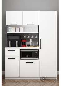 Resim Ervin Kahve Köşesi Tek Kapaklı Airfry Kiler Dolabı Çok Amaçlı Erzak Dolabı Beyaz Beyaz 