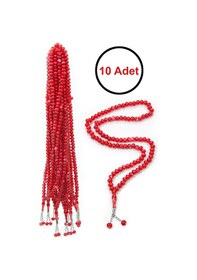 Resim 10 Adet 99lu Namaz Tesbihi 10mm Hac Umre Hediyelik - Kırmızı Kırmızı 