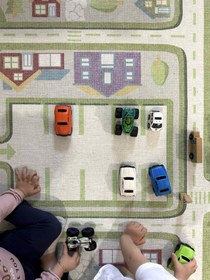 Resim Şehir ve Yol Desenli Yıkanabilir Çocuk Oyun Halısı - KID8643GC - 80x150cm 