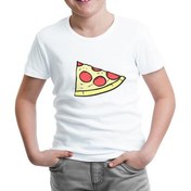 Resim Lord T-Shirt LordT-Shirt Dilim Pizza Beyaz Çocuk Tshirt 