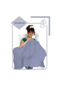 Resim 4 Katlı Iç Göstermez Pamuk Müslin Bebek Emzirme Önlüğü İndigo 