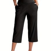 Resim Kadınların Yüksek Bel, Esnek, Düz Renk Yoga Pantolonu 2 Cep ile - Rahat, Zayıflatan Kıyafet, Fitness, Koşu ve Günlük Giyim için - Üç Çeyrek Uzunluk, Günlük Stil, Günlük Giyim Pantolonu | Günlük Stil Pantolonu | Esnek Kumaş 
