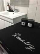 Resim BAGAND Siyah Çamaşır Makine Örtüsü Laundry Baskılı 