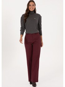 Resim U.S. Polo Assn. Kadın Bordo Loose Fit Kanvas Pantolon 50316913-VR177 