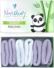 Resim Novibaby 3'lü Bambu Yenidoğan Bebek Çorabı I Purpy I 0-6 ay "Karışık Renkli" 