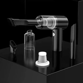 Resim Mini Vakumlu Araç-Ev-Ofis Süpürgesi El Süpürgesi Şarjlı Çok Fonksiyonlu 3 Başlıklı Mini Süpürge 