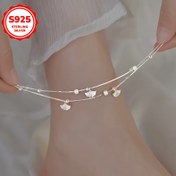 Resim 925 Hipoalerjenik Çift Katmanlı Ayak Bileği Zinciri, Minimalist Yuvarlak Boncuklar, Klasik ve Çok Yönlü Kız Arkadaş, Eş, Anne, Kardeş İçin - Doğum Günü, Yılbaşı, Sevgililer Günü Hediyesi Anti-Oksidasyon Paketlemeli, Tüm Mevsimler İçin Uygun 