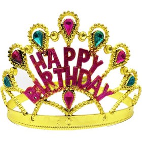 Resim Altın Renk Happy Birthday Doğum Günü Tacı 