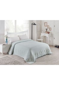 Resim Ahuse Çift Kişilik 200cm X 220cm Battal Boy Saçaklı Havlu Pike %100 Pamuk Rahat Terletmez Yeşil 