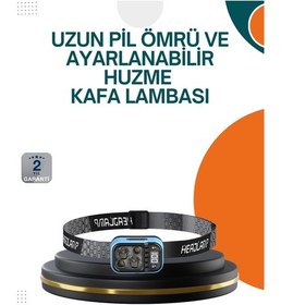 Resim Type C Şarjlı Led Kafa Lambası Güç Göstergeli 53 Modlu Siyah 