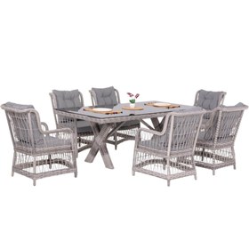 Resim LaVida Bahçe Masa Takımı | Rattan Balkon Masa Seti | 100x180 