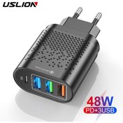 Resim Uslıon 4 Port Usb-c Şarj Cihazı 48w Usb Şarj İphone Uyumlu 12 Pro Max Macbook Xiaomi Pd Tip C Duvar Şarj Cihazları Usb Şarj Aleti 