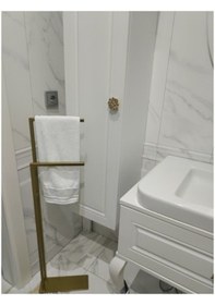 Resim Uzun Lotus 2 Kollu Havlu Askısı Kağıt Havluluk Gold Sarı 