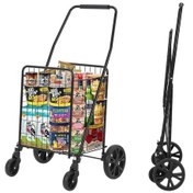 Resim Katlanır Alışveriş Sepeti 110lbs Alaşımlı Çelik Yardımcı Araba, 360'lü Döner A Amerika Birleşik Devletleri 