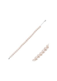 Resim 8,5 Mm Sıralı Doğal İnci Erkek Bileklik 18 Cm / Beyaz Gümüş 